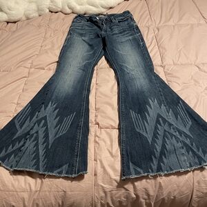Ariat Blue Flare Jeans with Geometric Design